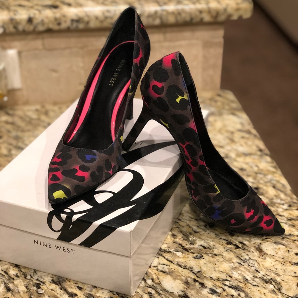 Nine West Leopard Martina Heel, Sz 7.5